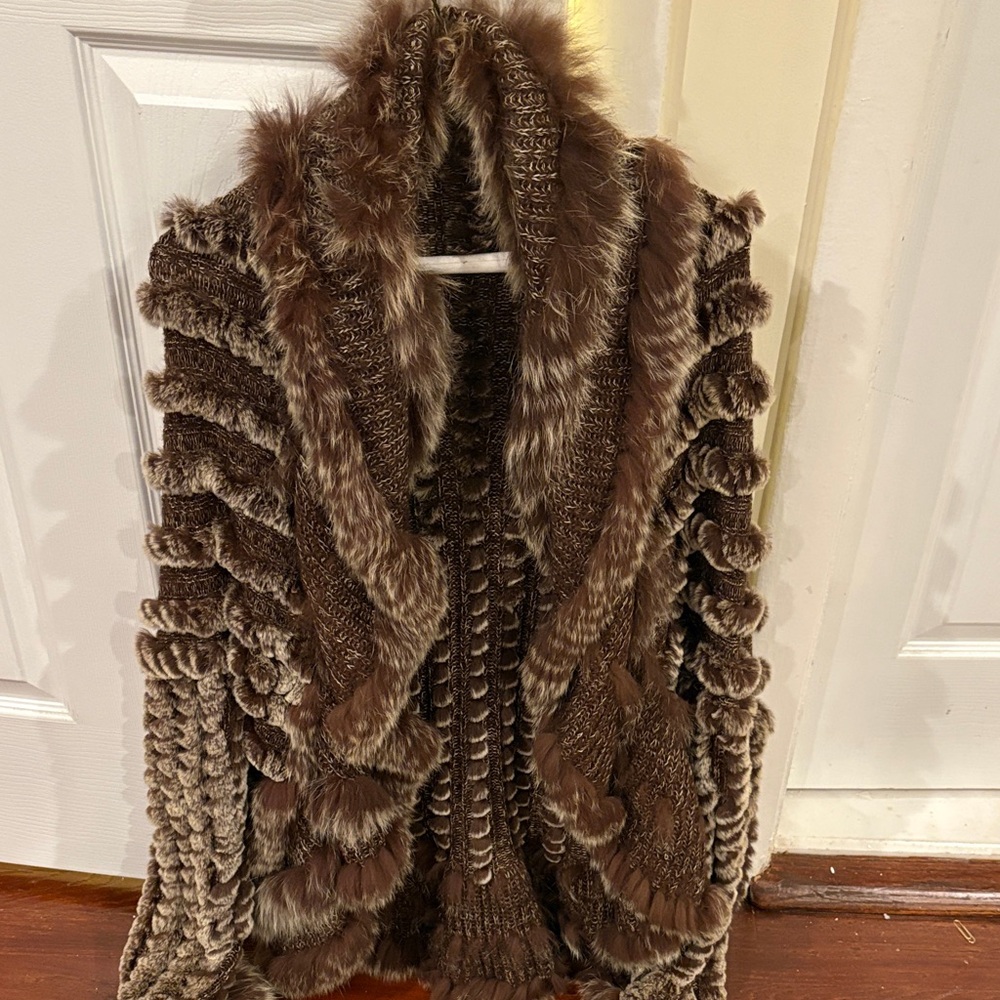 Neiman Marcus Textured Brown Teddy Jacket